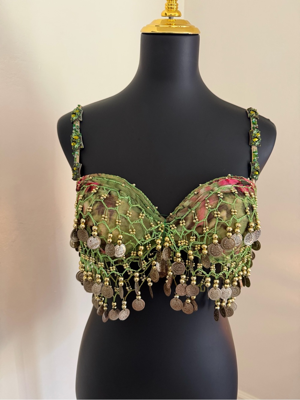 Green Embellished Coin Bra Top - Women Intimates & Sleepwear